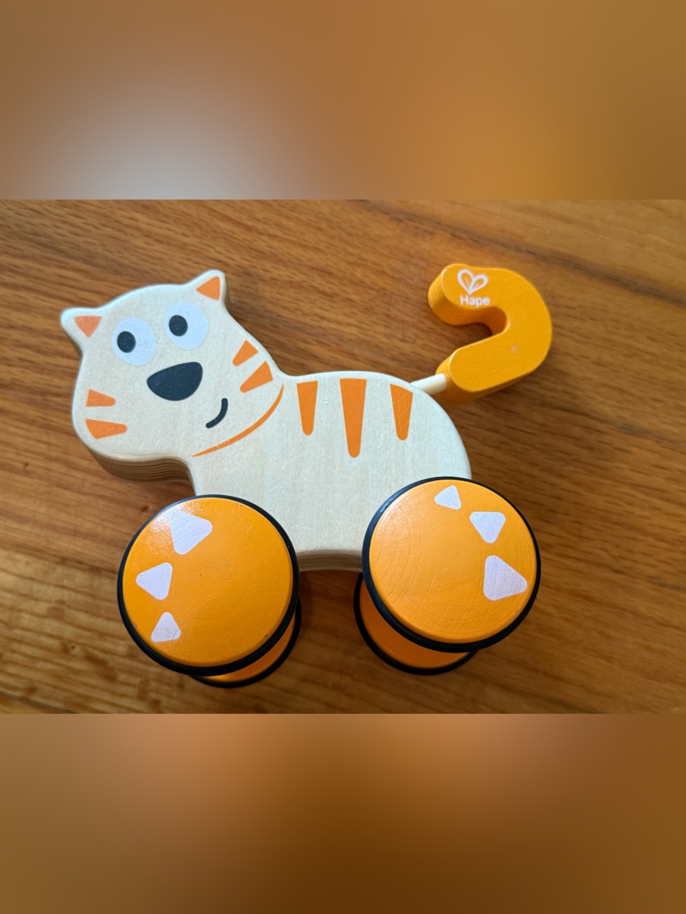 Hape Orange Tiger Push Wooden Toy